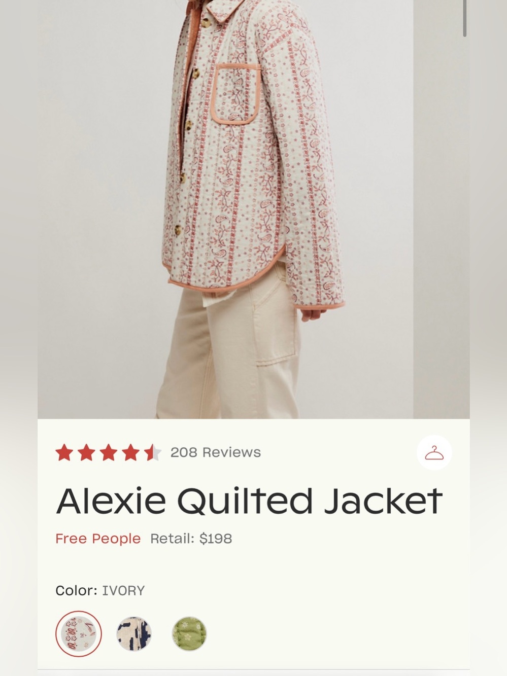 NWT Free People Alexie Quilted paisley jacket 100% cotton, sz M,m org $198+